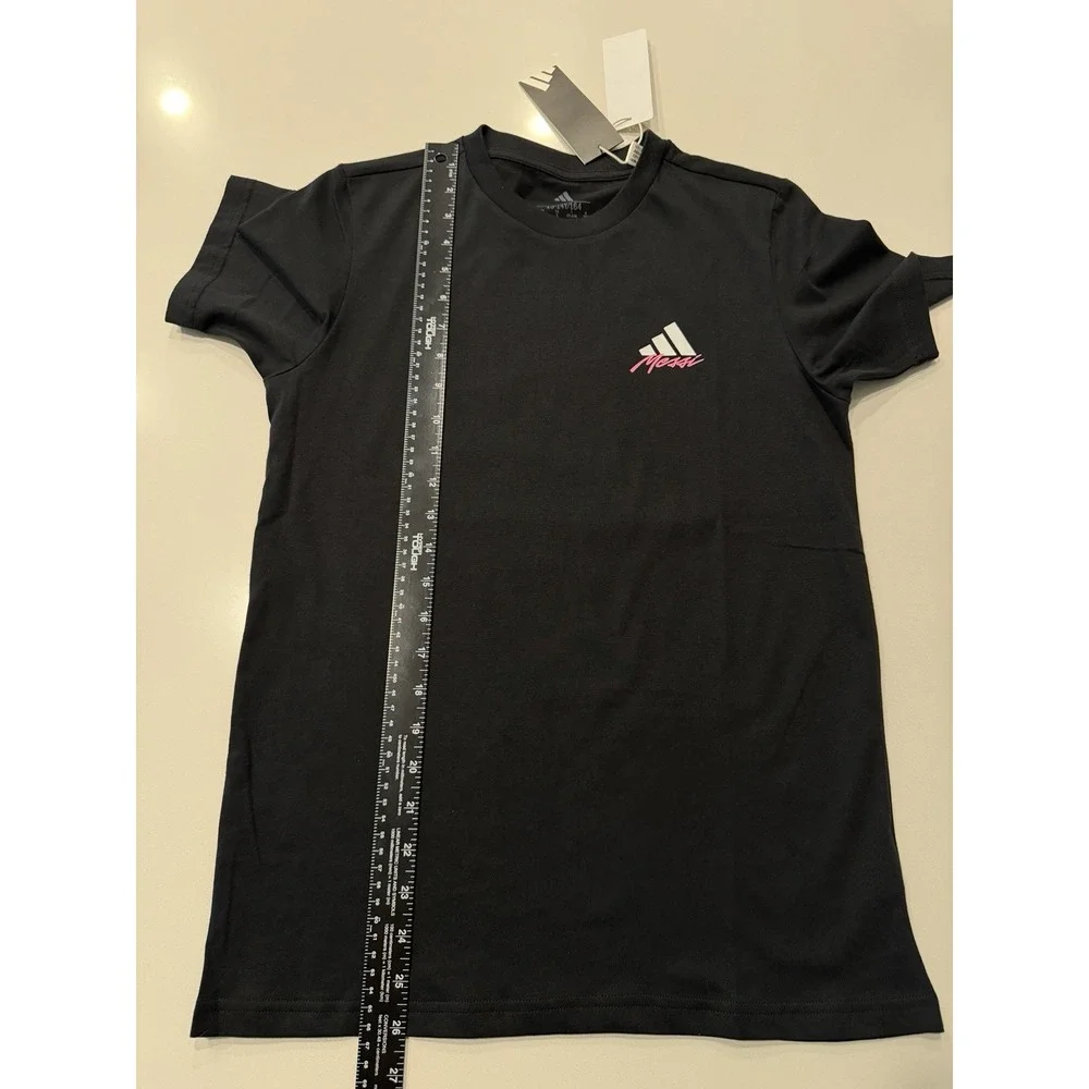 Adidas Messi Graphic T-Shirt Black JM8946 Boys Large NWT
